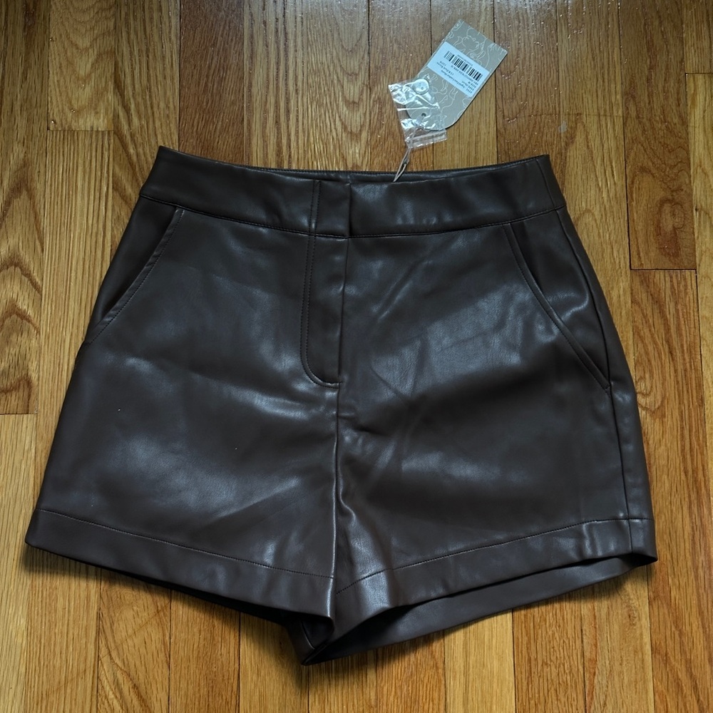 meshki Brown Leather shorts